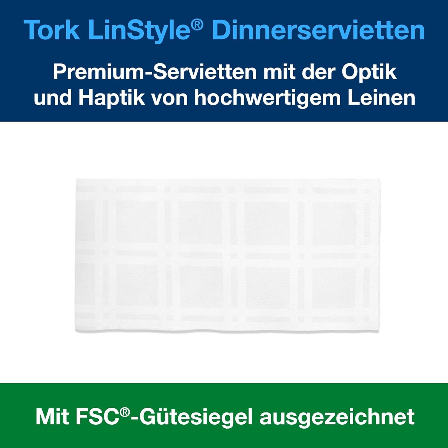 Tork Linstyle Vita Bordsservetter, 1/4 vik, 19,5 × 19,5 cm, 14 N50 Servetter, 509410