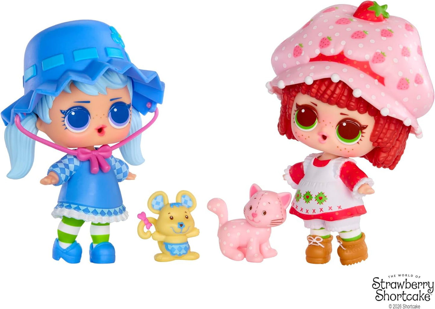 LOL Överraskning! Älskar Strawberry Shortcake Tots - Samlardoftande dockor med 7 överraskningar, husdjur, mode, skor, hatt, lekset med Strawberry Shortcake Convertible House, 4+