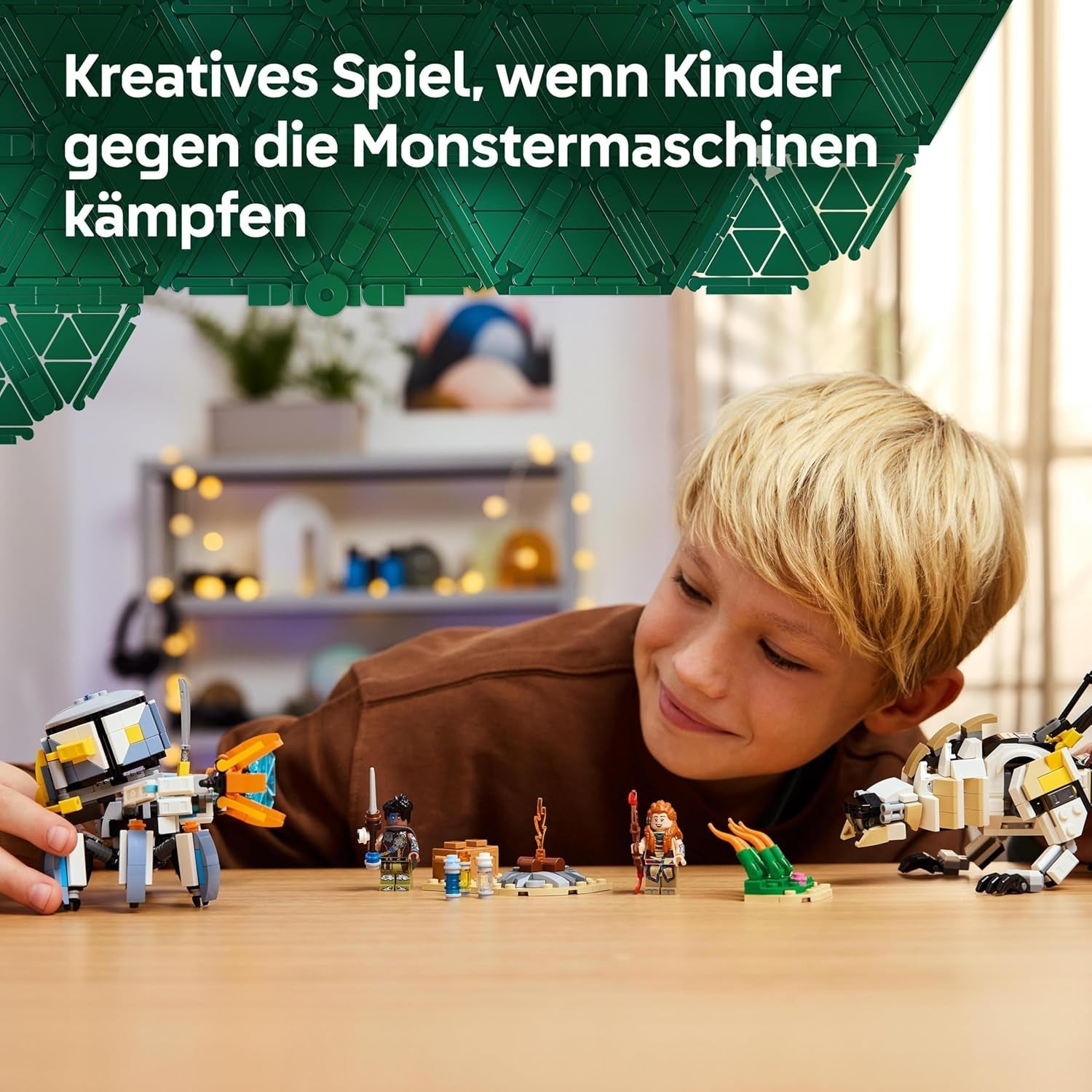 LEGO Horizon Adventures Aloy och Varl vs. Armored Walker and Sawtooth, monsterbilleksak och minifigurer, samlingsset för videospelsfans, pojkar och flickor över 9 år 77037 Byggset Besuche den LEGO-Store