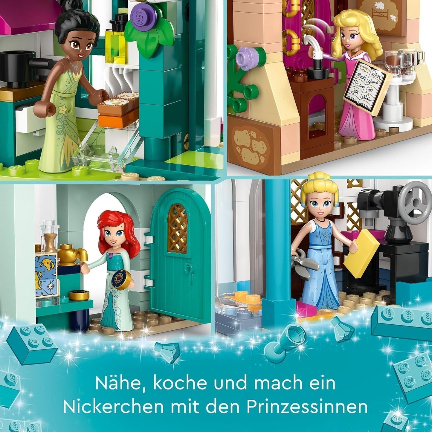 LEGO Disney Princess: Disney Princess Adventure Market, leksakshus med 4 dockor inklusive Askungen och Ariel, Lekset med skattkarta, present till flickor och pojkar från 6 år 43246 Byggset Besuche den LEGO-Store