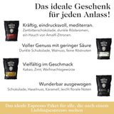 Provset av espressobönor 4 x 350g espressobönor | Discovery Pack/Sample Pack | Robusta och Arabica | Idealisk för helautomatiska enheter och portafilter | KUNGLIG BARISTA