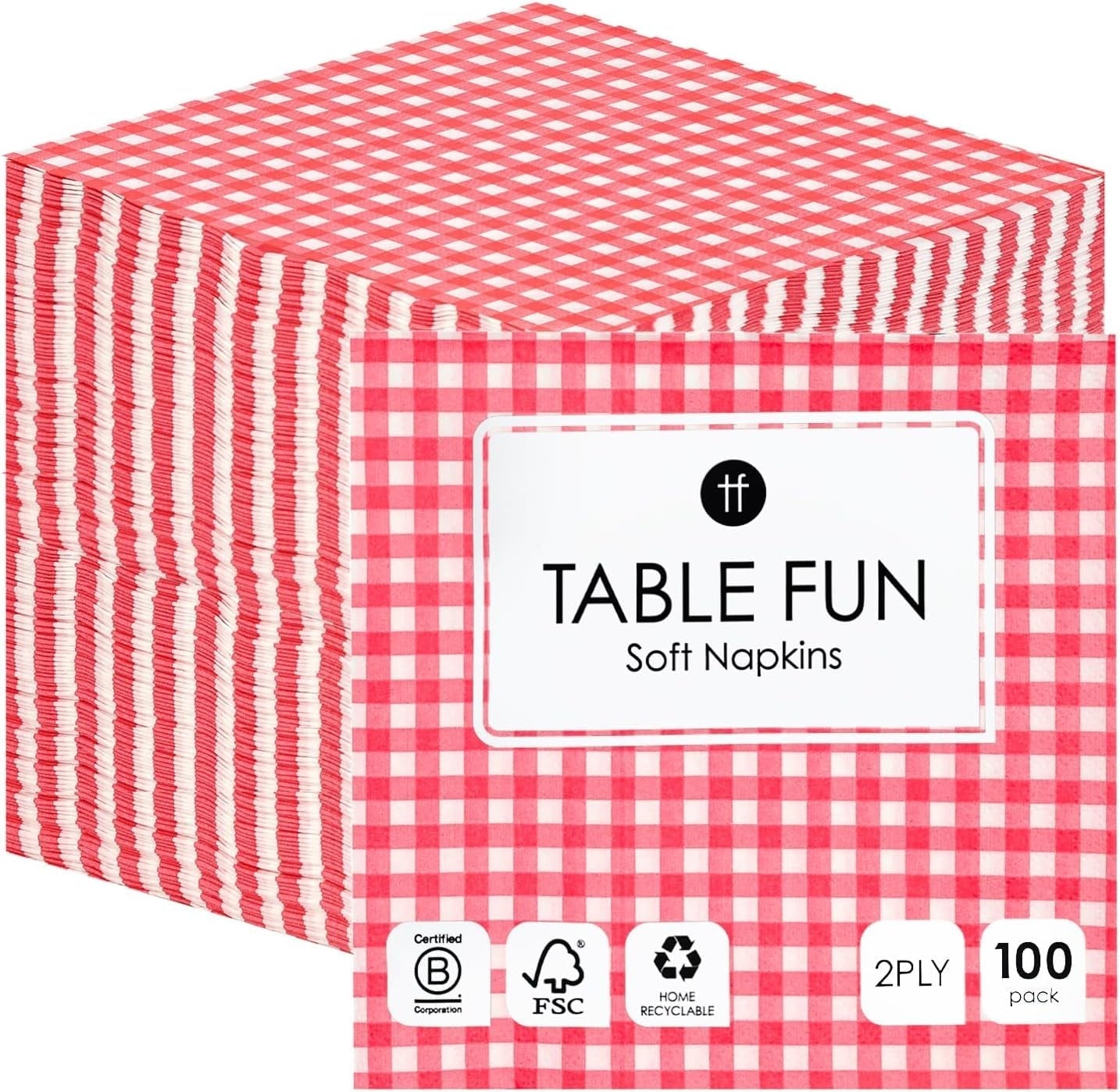 Talbord 100 X Bulk Pack Röd Mönster Mjukt pappersservetter Engångsservetter för födelsedagar Bröllop Bordsservice Julcatering Tillverkad i EU 2 Ply 33cm
