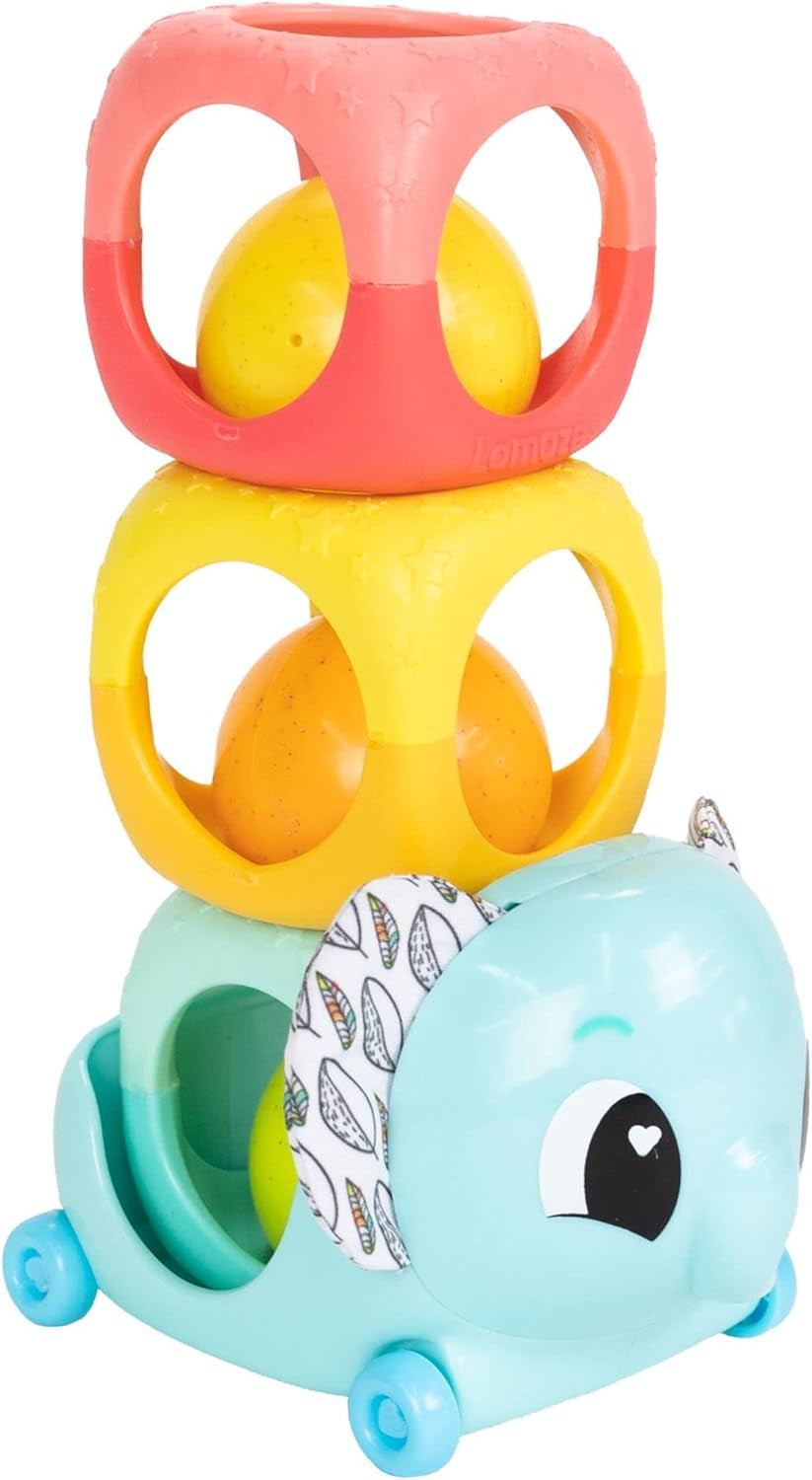 LAMAZE Octivity Time Baby Sensory Toy Mjuk Baby Lek och Discovery Bläckfisk Småbarn Lämplig för 6 månader gamla pojkar och flickor 1 år gamla Baby Leksaker Naty Shop Stapelbar skallerblockset