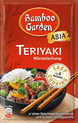 Bamboo Garden - Teriyaki kryddblandning , Gewürzmischung für Teriyaki , Für 4 Portionen , Ohne Geschmackverstärker och Konservierungsstoffe , 1 x 25 g (Verpackungsdesign kann abweichen)
