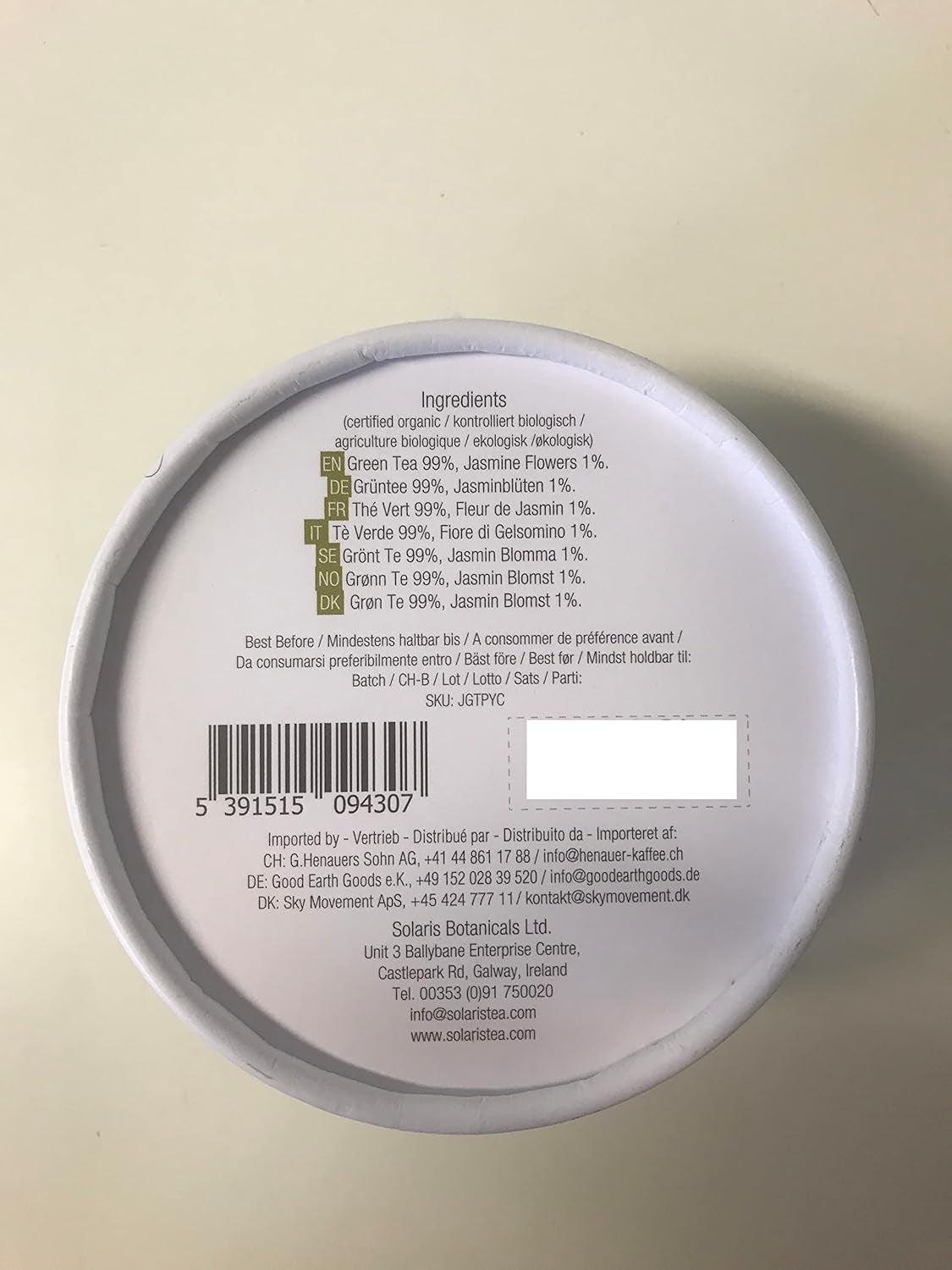 Ekologiskt jasmingrönt te 15 sidentepåsar 1 förpackning (1 x 30 g)