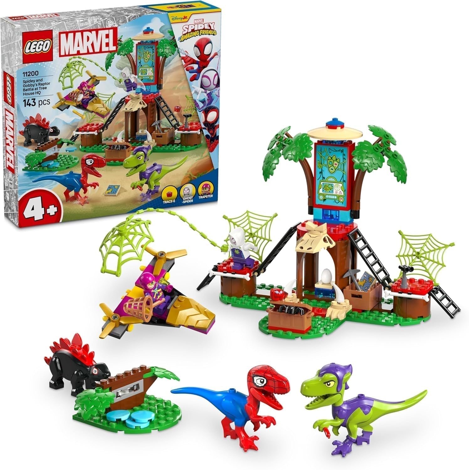 LEGO Marvel Showdown at the Treehouse: Spidey-Rex Vs. Gobby-Raptor, Dinosaur Build and Play Set, Toy Dinosaur Present för pojkar och flickor 4+, Spidey and His Super Friends 11200 Byggset Besuche den LEGO-Store Standardtitel