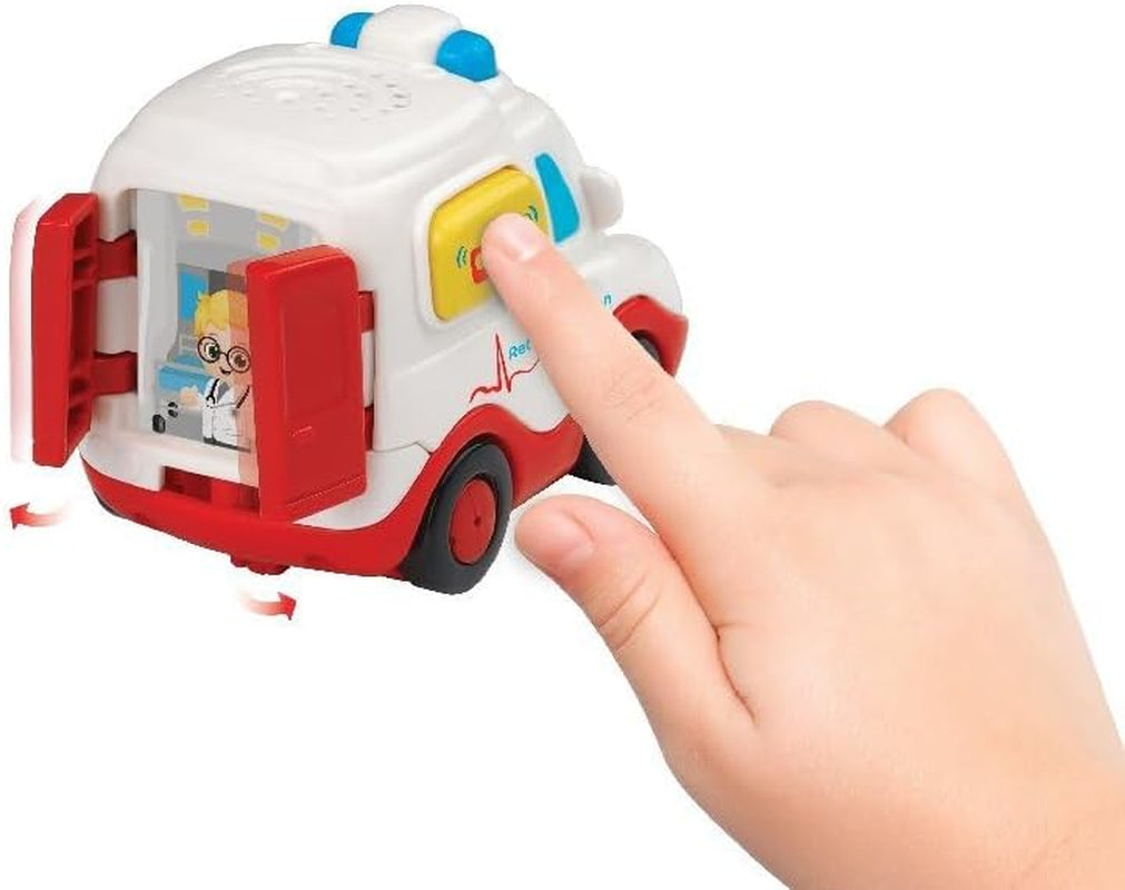 Vtech TUT TUT Baby Flitzer - Ambulans - Leksaksbil med musik, ljusknapp, intressanta meningar och ljud - För barn i åldrarna 1-5 år, 8,8 x 5,5 x 7 cm Bebe Toys Naty Shop