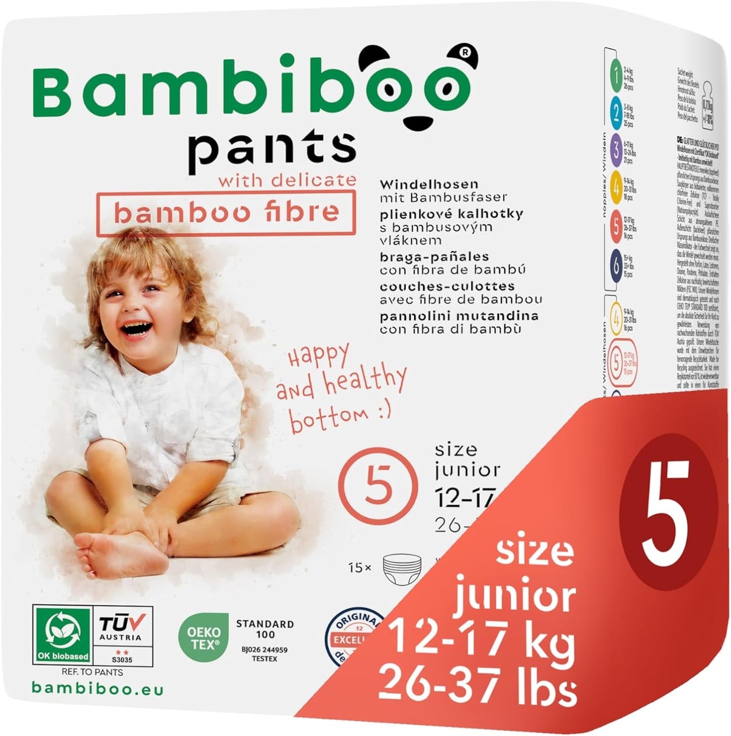 Bambiboo engångsblöjor, hudvänliga, fina bambufiber - Babyblöjtrosor - Engångsblöjöverdrag - Känsligt hudskydd - Mycket absorberande - Storlek 4 (Maxi), 16 stycken