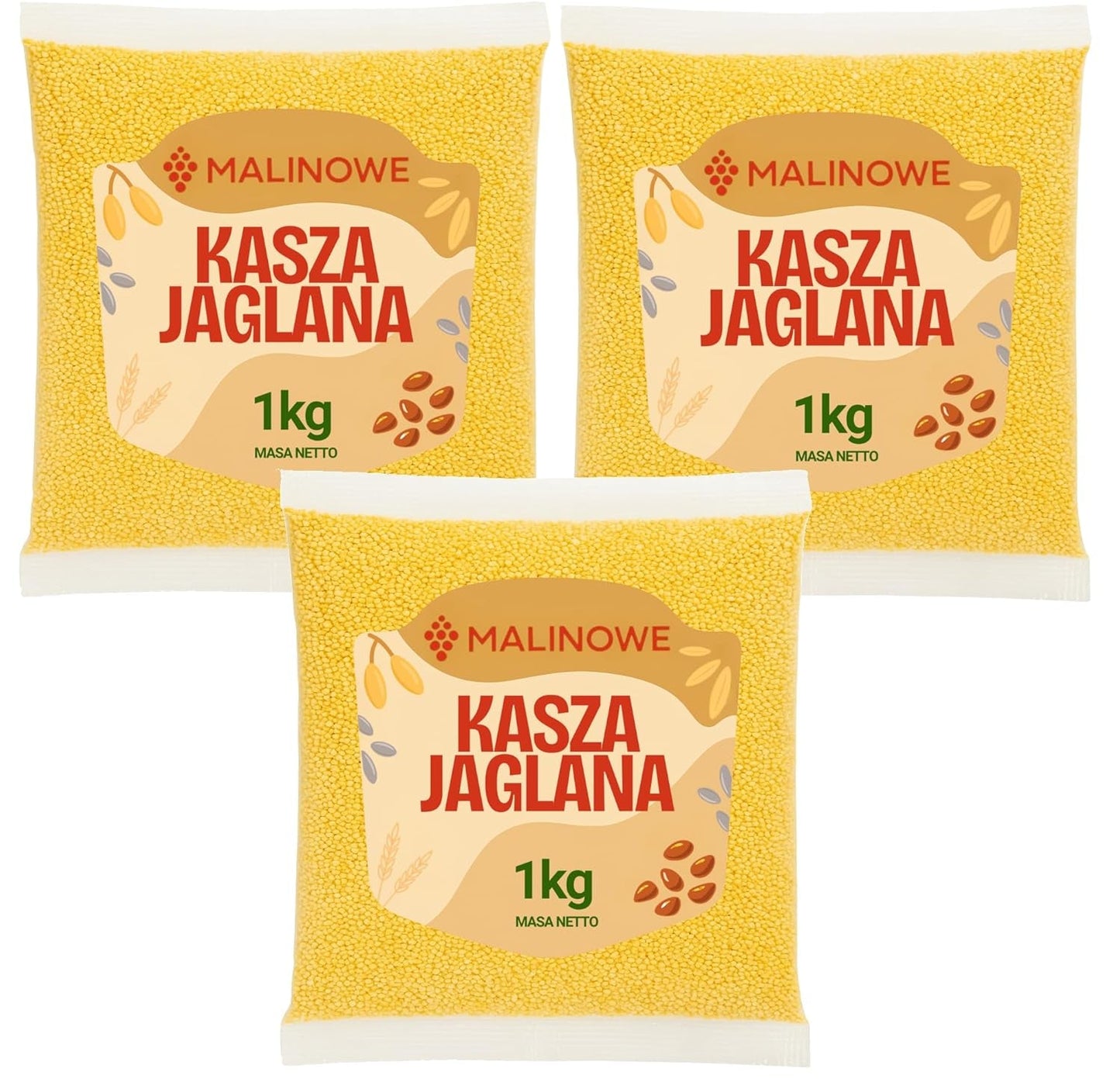 Hirsgryn, helt naturligt, premiumkvalitet, 3 x 1 kg