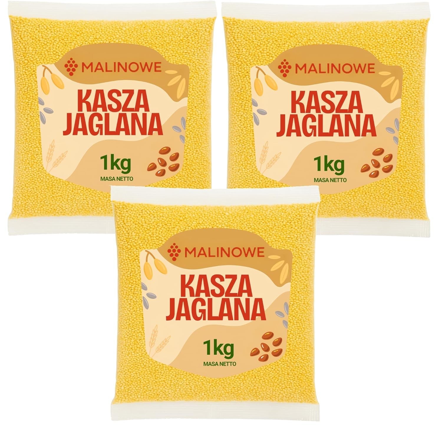 Hirsgryn, helt naturligt, premiumkvalitet, 3 x 1 kg