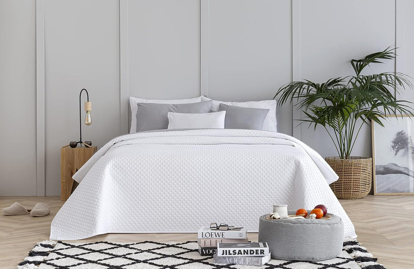 Todocama Fine Boutique Överkast med Diamantmönster Vår Sommar Höst Vinter 100% Extra Mjukt Microfiber Multifunktionellt Överkast 105-200 X 260cm Beige Sängar och filtar Besuche den Todocama-Store Vit Cama 80/90 - 180X260Cm