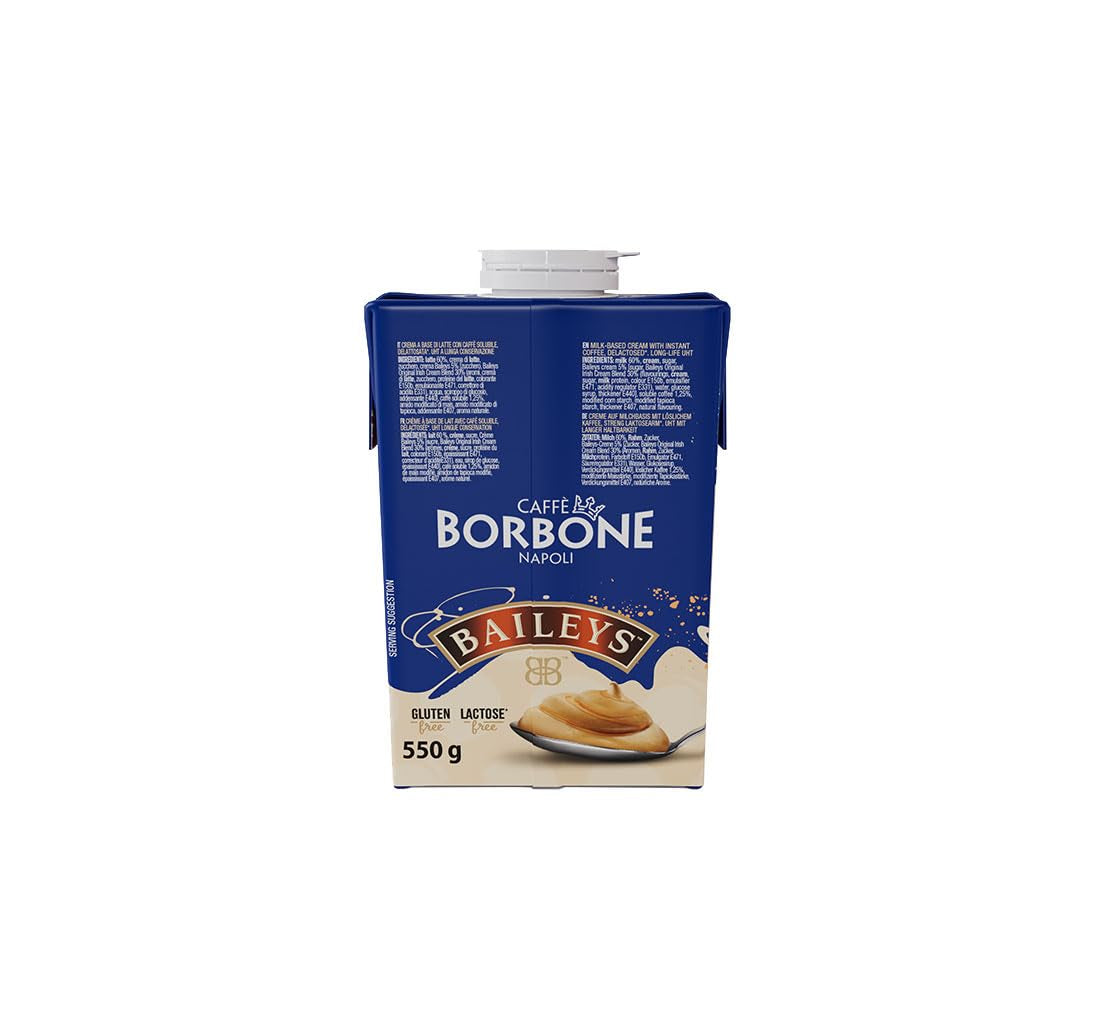 Caffè Borbone Baileys Kaffeecreme - Creme auf Milchbasis med lactosfreiem, löslichem Kaffee, med Baileys - laktos- och glutenfrei - 550-Gramm-Kartonpackung
