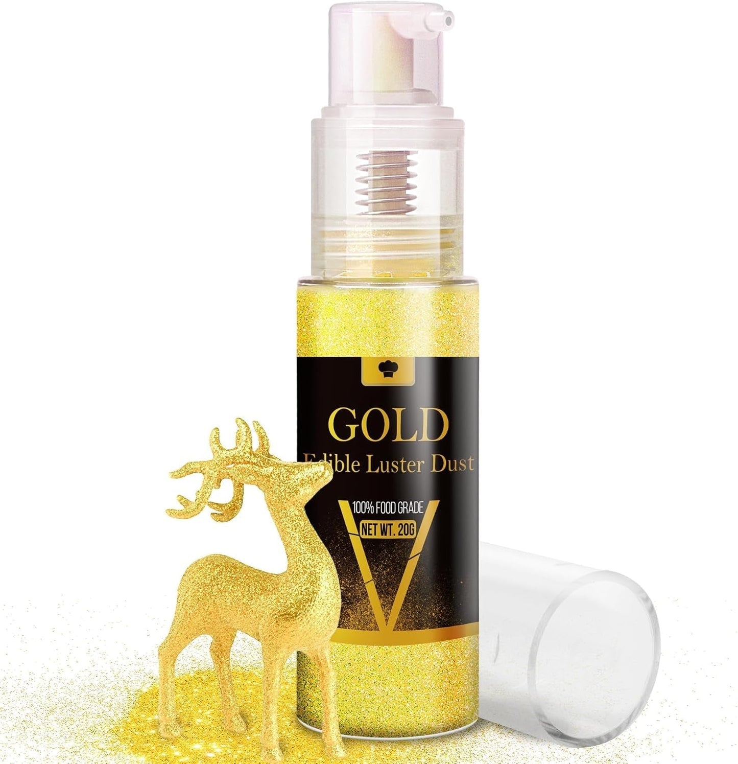 Ätbart glittersprayset - 20 g mat iriserande glitterdamm för drycker, champagne, kakor - ätbar metallisk matfärg för cocktails, vin, sprit, bakning, kakor
