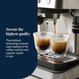 De'Longhi Classic EM450.M portafilter espressomaskin med professionell mjölkskummare, helmetallhölje, 15 bar, 1,7 l vattentank, rostfritt stål/metall