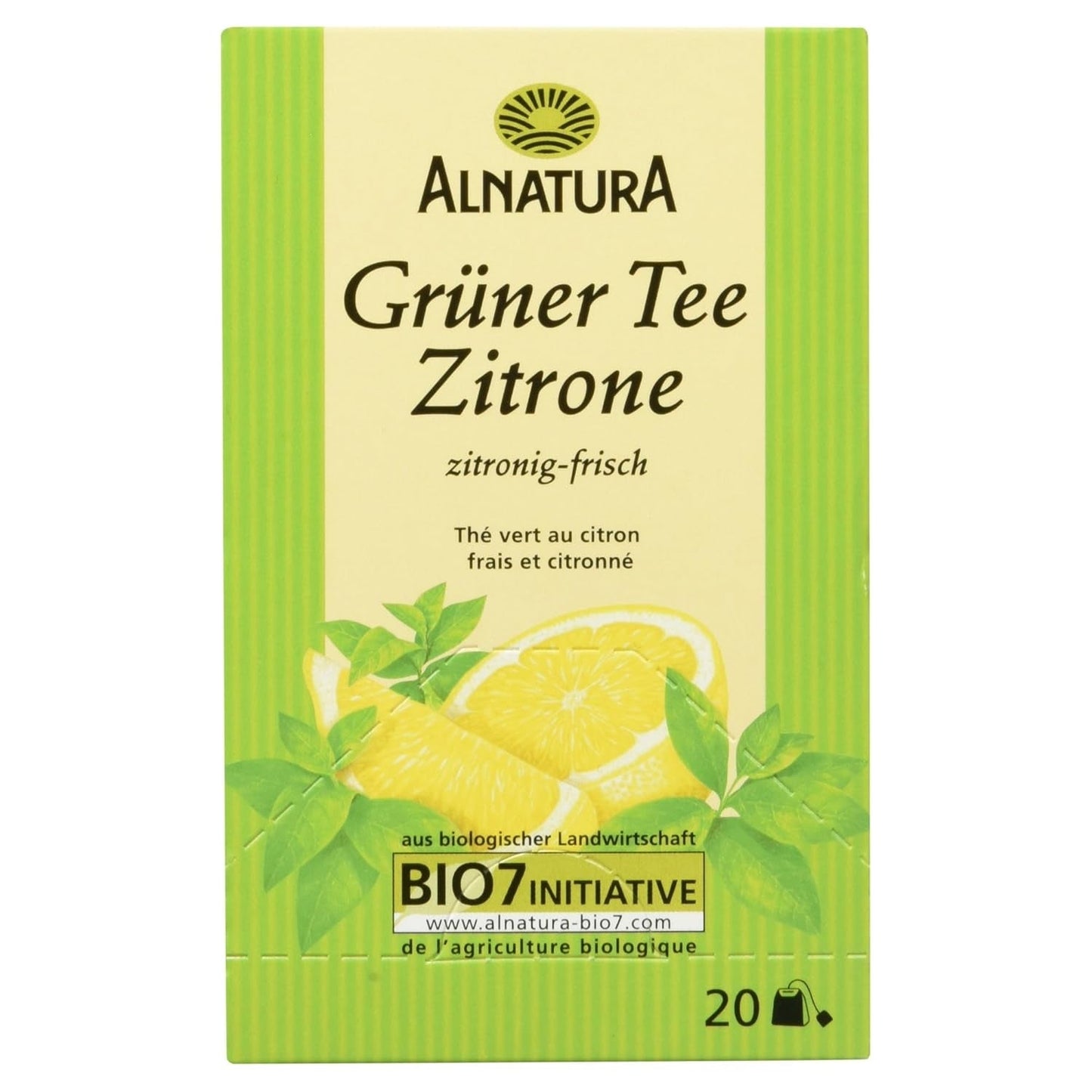 Ekologiskt grönt te med citron, 20 påsar, 40 g