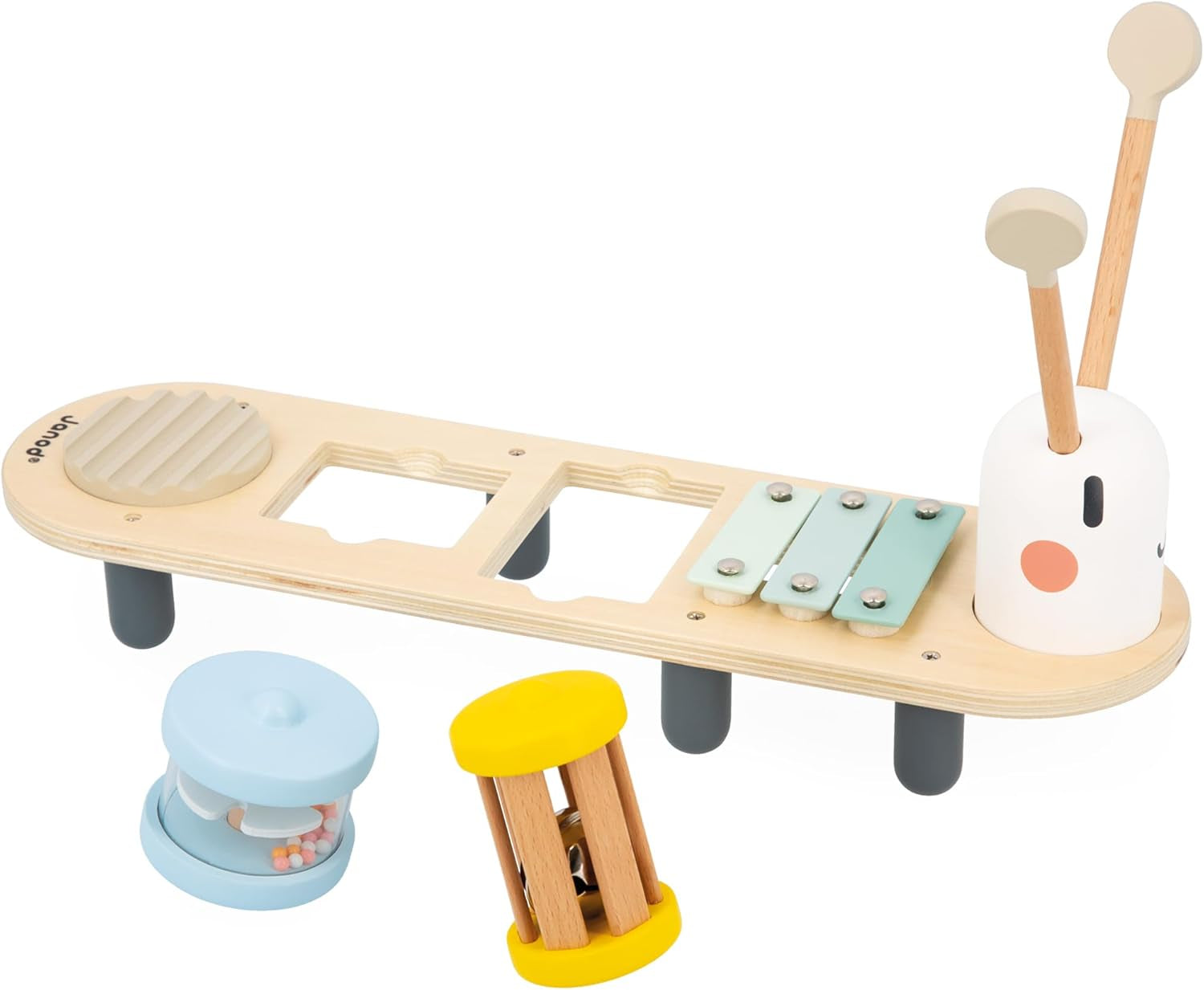 Janod - Sweet Cocoon musikaliska spår - 5 musikaktiviteter för barn - Tidig musikalisk utbildning - FSC träleksak - Från 12 månader, J04058 Baby Toys Naty Shop