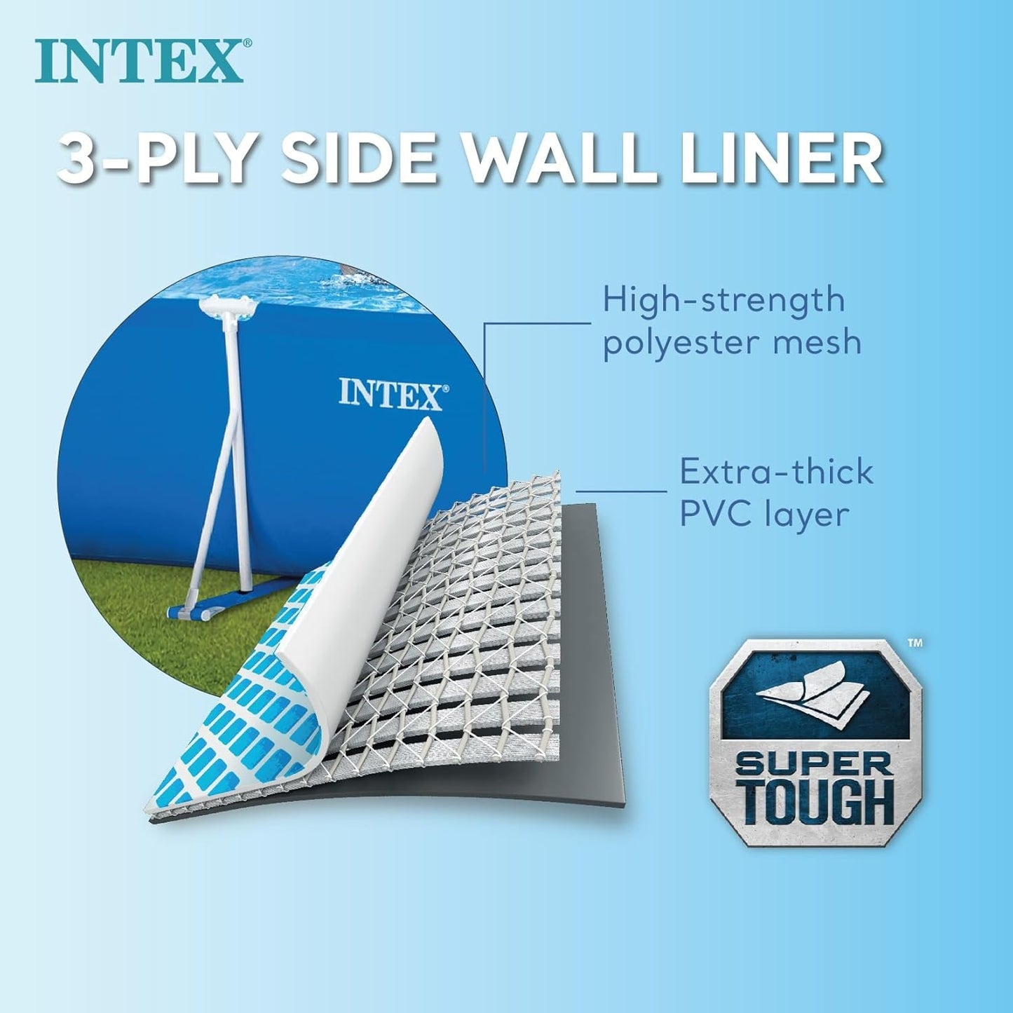 Intex 28271NP - Rektangulär ovanjordspool med ram, 2282 L, stål och PVC, blå, 260x160x65 cm