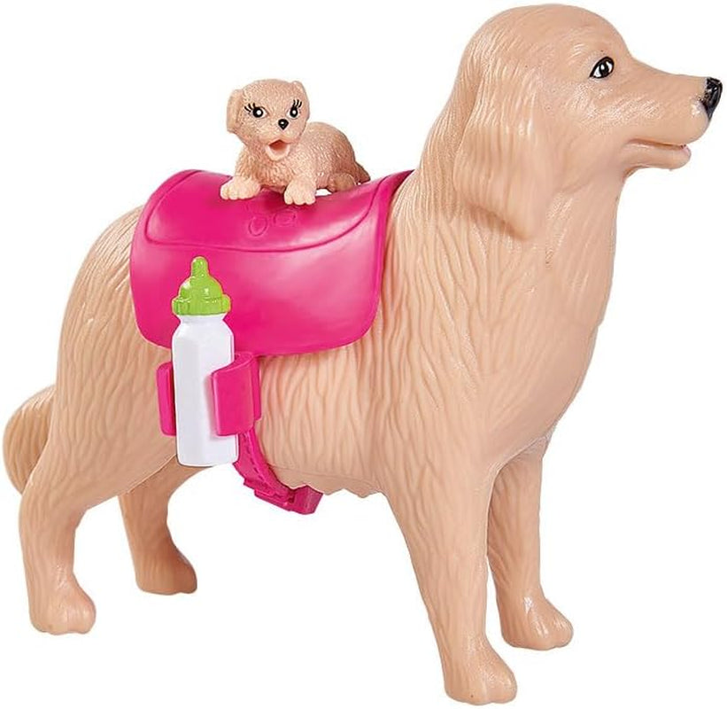 Simba 105733072 - Evi Love Dog Sitter med hund och tre valpar, tillbehör, modedocka, 12 cm, för barn från 3+