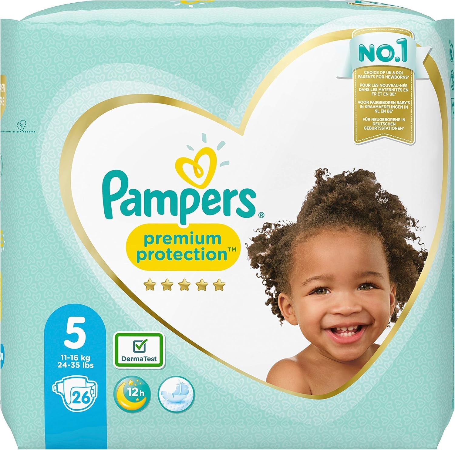 Pampers Premium Protection blöjor för nya bebisar, Jumbopack, storlek 1, 72 st