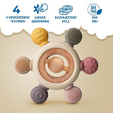 Babybitring med nappkedja - Tandningshjälp - Babyleksak 0-6 månader - Nyfödda Essentials - BPA-fri barnleksak - presentidéer för spädbarn