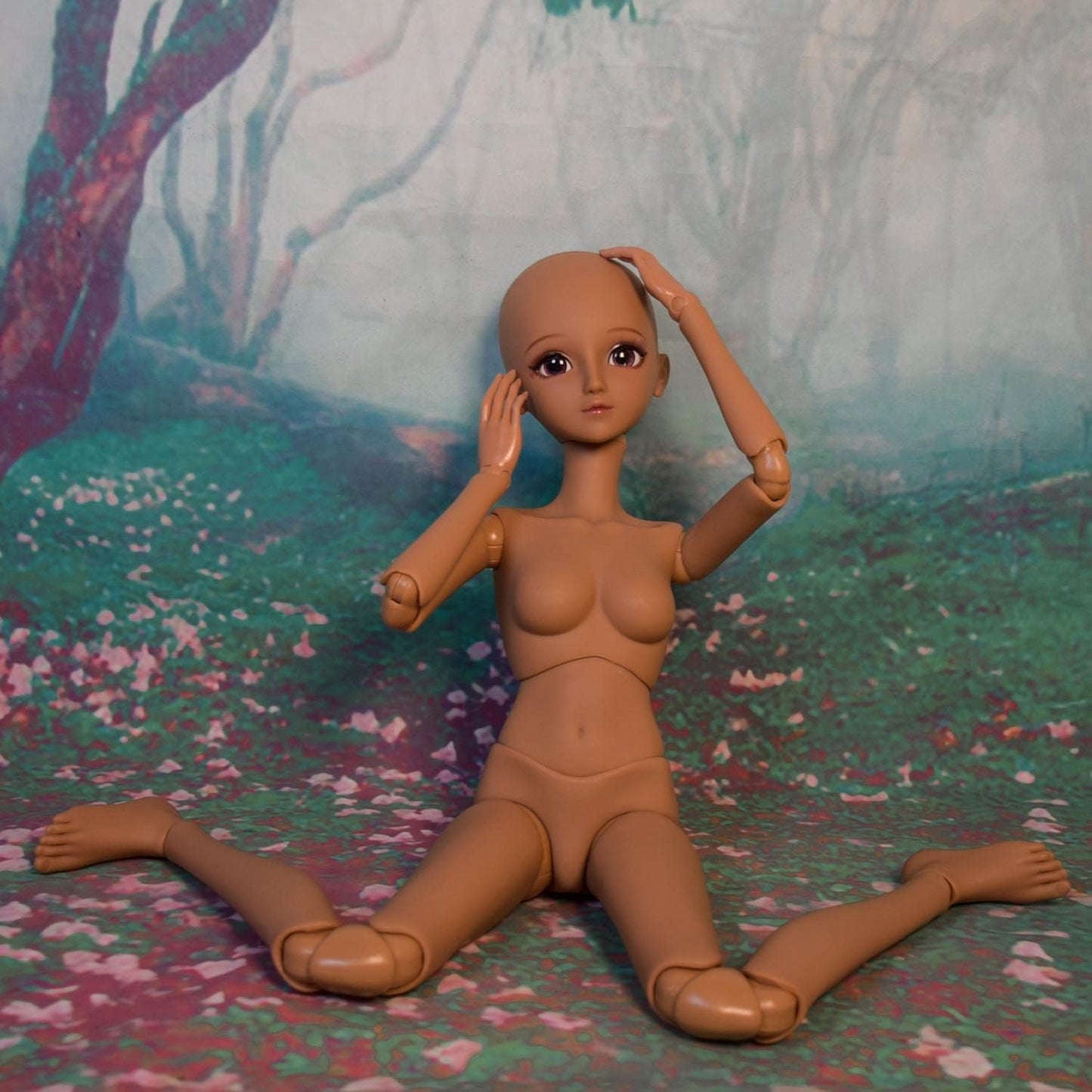 1/3 BJD docka svart brun hud docka kropp 60 cm 24 tum kulled SD dockor rörliga leder PVC DIY (Alexia)