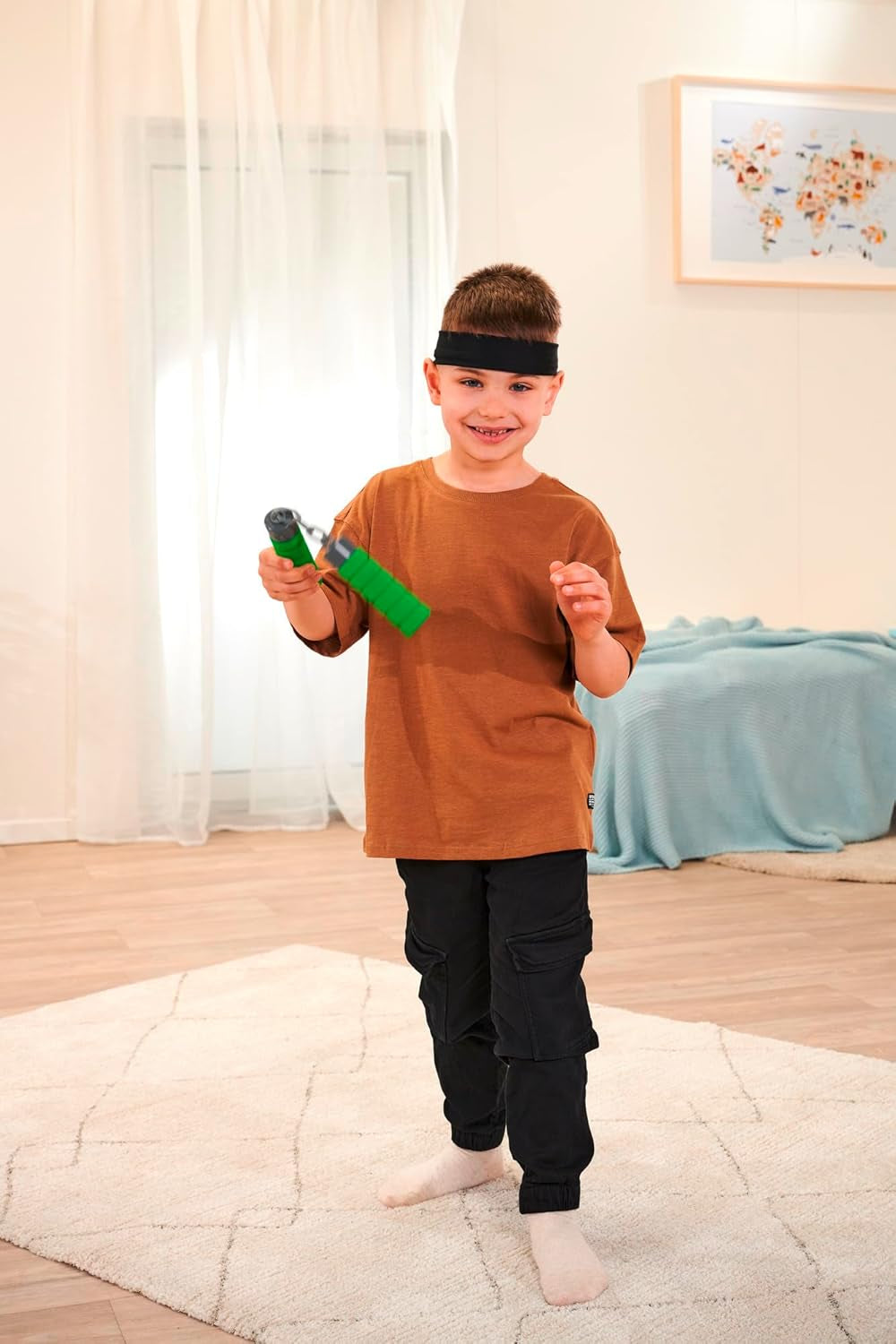 Nästa Ninja Nunchaku, ljud, handtag inlindat i mjukt material, 13cm, rollspel, från 3 år, grön Actionfigurer Naty Shop