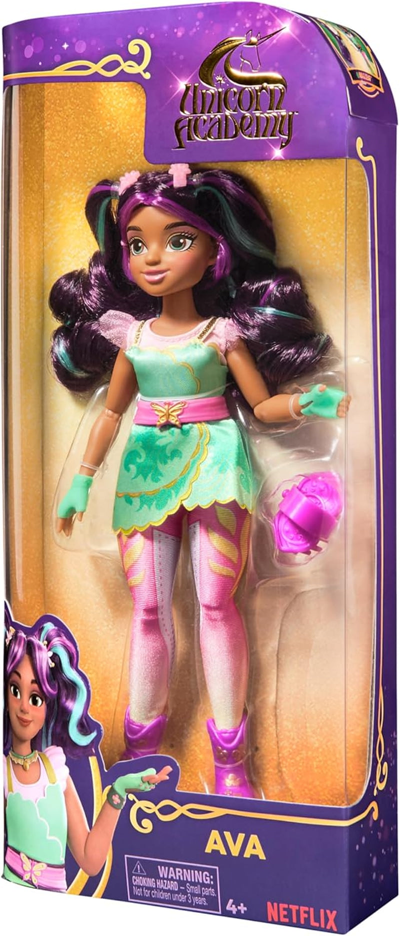 Unicorn Academy Ankleidepuppe Ava - die Originalpuppe zur beliebten Netflix-Serie, 24 cm bred och med 7 tillbehör för fantasifulla rollspel, för Kinder från 4 Jahren