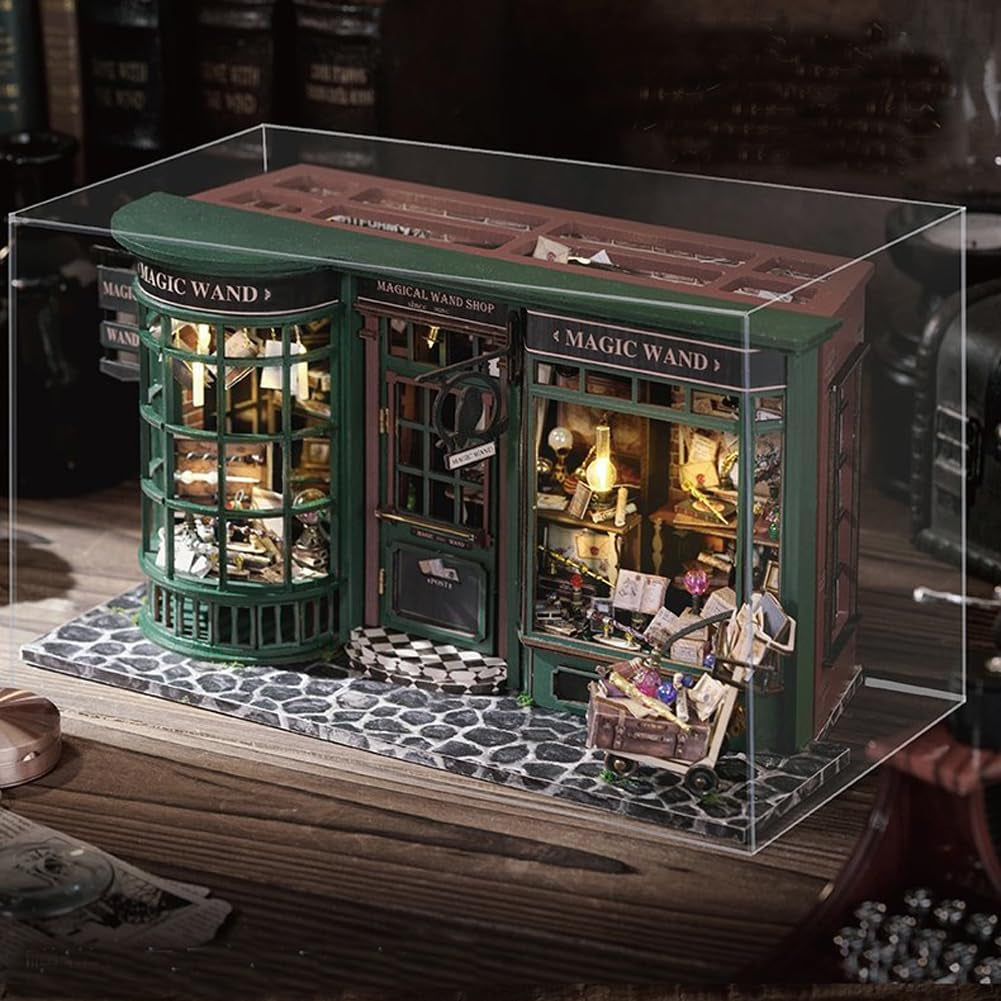 Magic Shop Dollhouse med dammskydd DIY Miniatyr Dollhouse Furniture Kit 1:24 Kreativ gåva för barn Tonåringar Födelsedagspresent