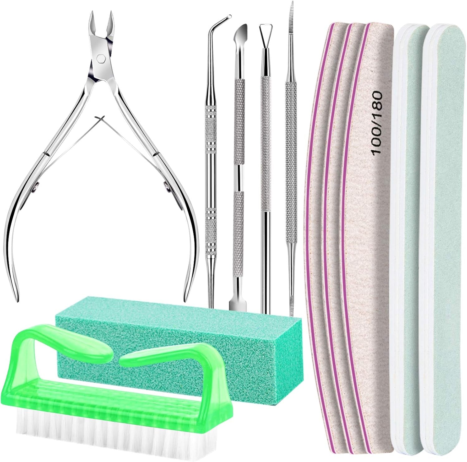 FANDAMEI Manikyr Set, Buffer Für Nägel, Nagelfeile 100/180, Nagelfeilen Für Gelnägel, Nagelhautschieber, Buffer Für Gelnägel, Feilen Für Gelnägel, Nagelzange, Nagelfeilen Set, Maniküre & Pedikyr Set