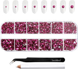 Beadsland 2500st Glas Nailart Strasssteine ​​​​Kristall Flatback Edelsteine ​​​​Runde, ​​Für Handwerk Gemischt 8 Größen SS4 ~ SS30 Mit Picking Pinzette Und Stift (Kristall Weiss)