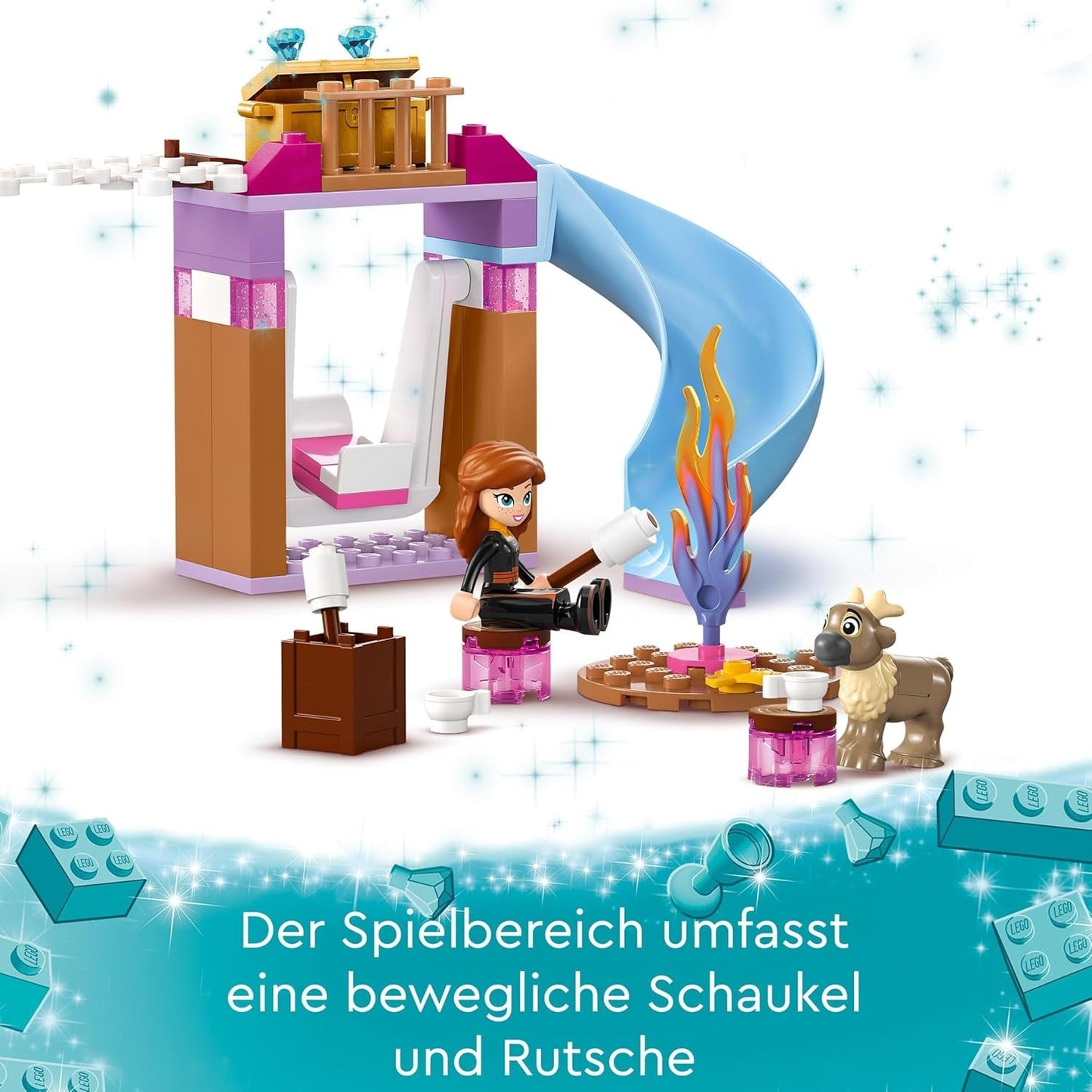 LEGO Disney Frozen Elsas ispalats, Isdrottningens slott, prinsessan ELSA och Anna dockleksak, plus 2 djurfigurer, fantastisk present till 4-åriga flickor och pojkar 43238 Byggset Besuche den LEGO-Store