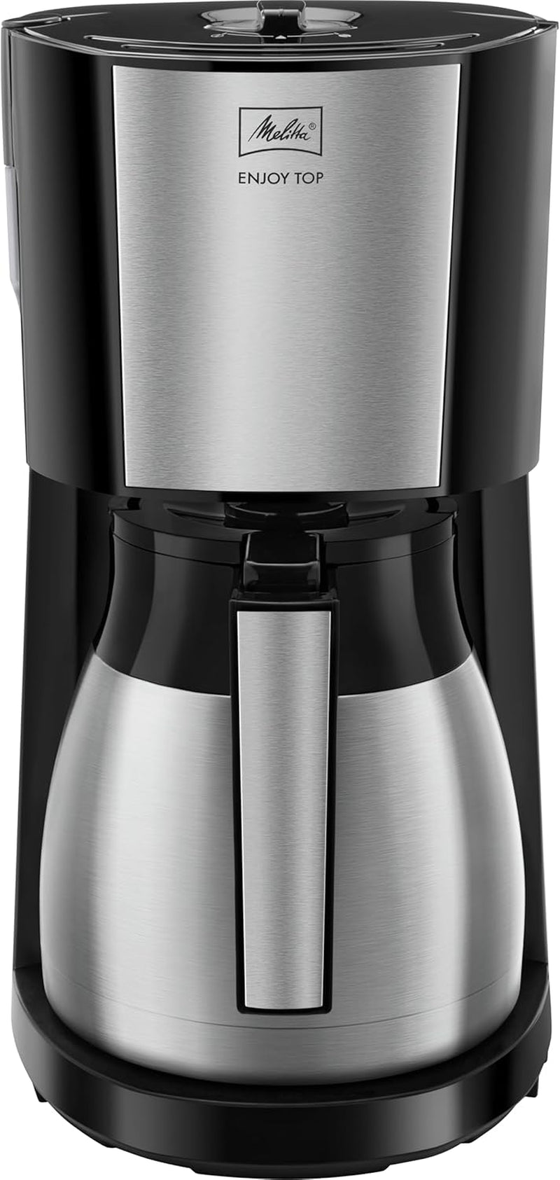 Melitta Enjoy Top Therm - Espressomaskin med filter och termokanna i rostfritt stål, för upp till 10 koppar kaffe, svart/rostfritt stål