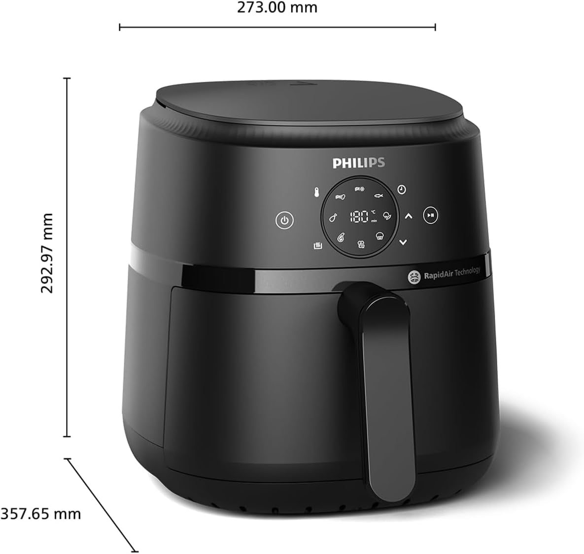 Philips Airfryer 2000 series 4,2L - Digital pekskärm, 13 matlagningsalternativ, 9 förinställda funktioner, Upp till 90 % mindre fett med Rapidair-teknik, effekt 1500W Vitvaror Naty Shop