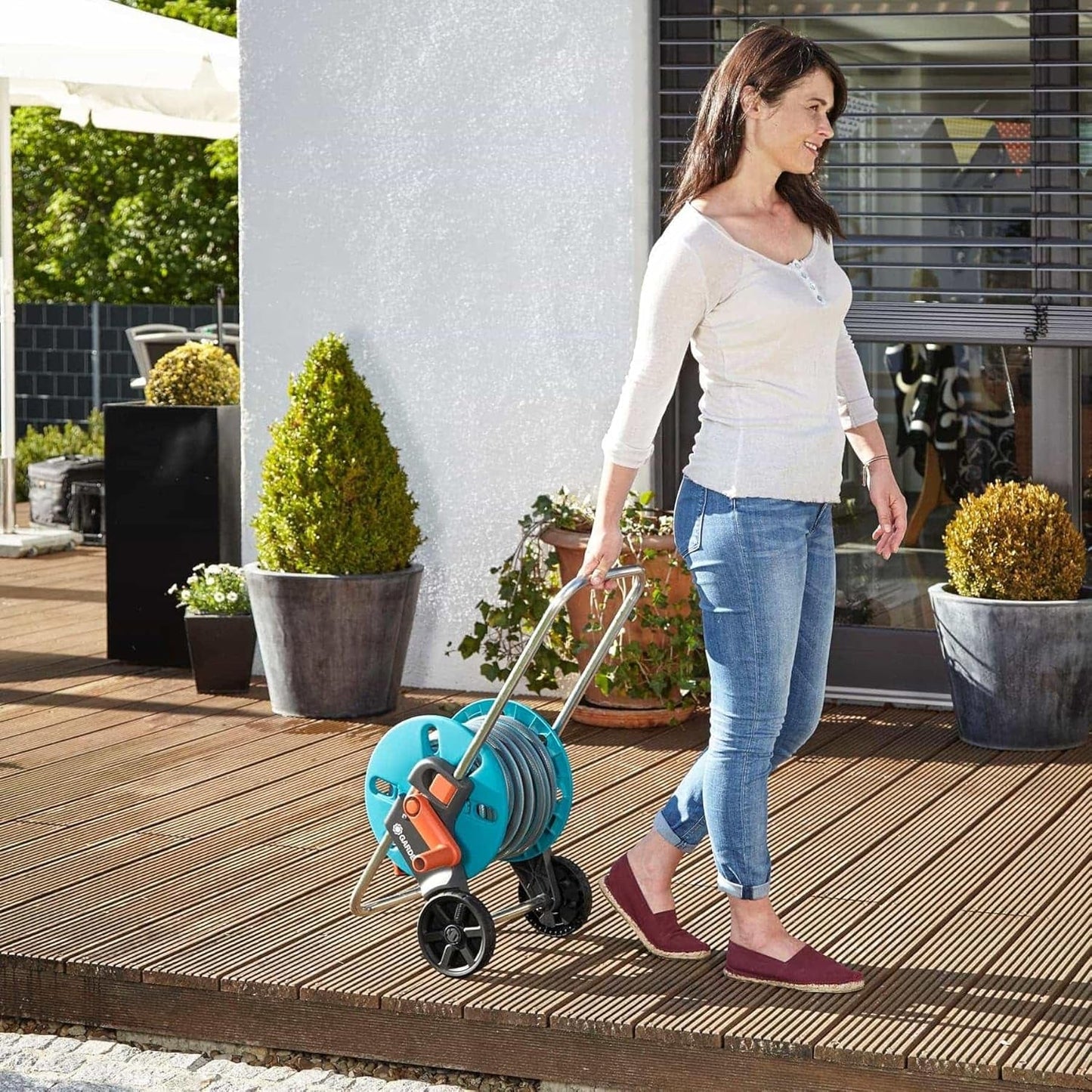 GARDENA CleverRoll S slangvagn, slangupprullare, kompakt förvaring (18500-20)