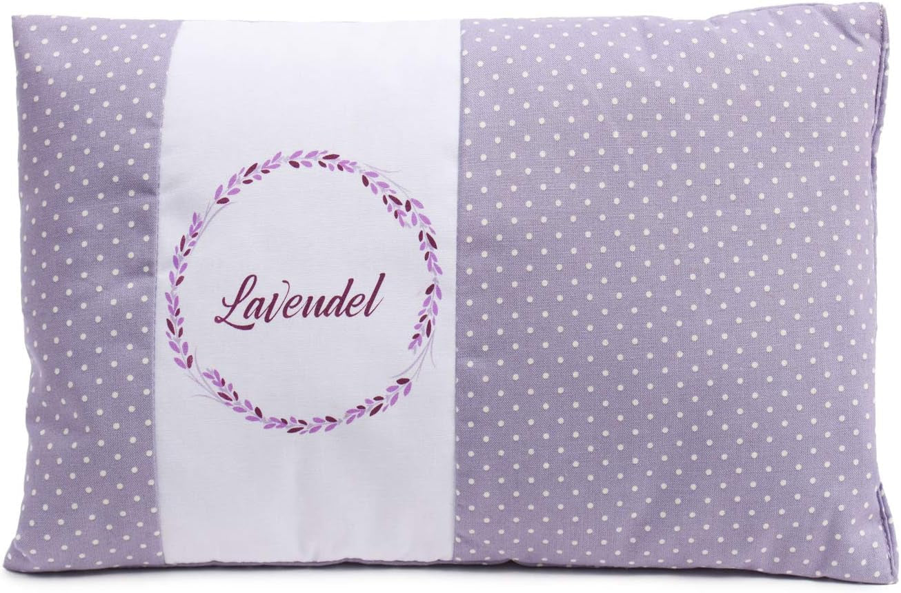Gözze - Doftande örtkudde, 200 G örtblandningsfyllning, 100 % bomullsöverdrag, 30 X 20 Cm - Pläd grön Naty Shop Standardkuddar Lila prickar