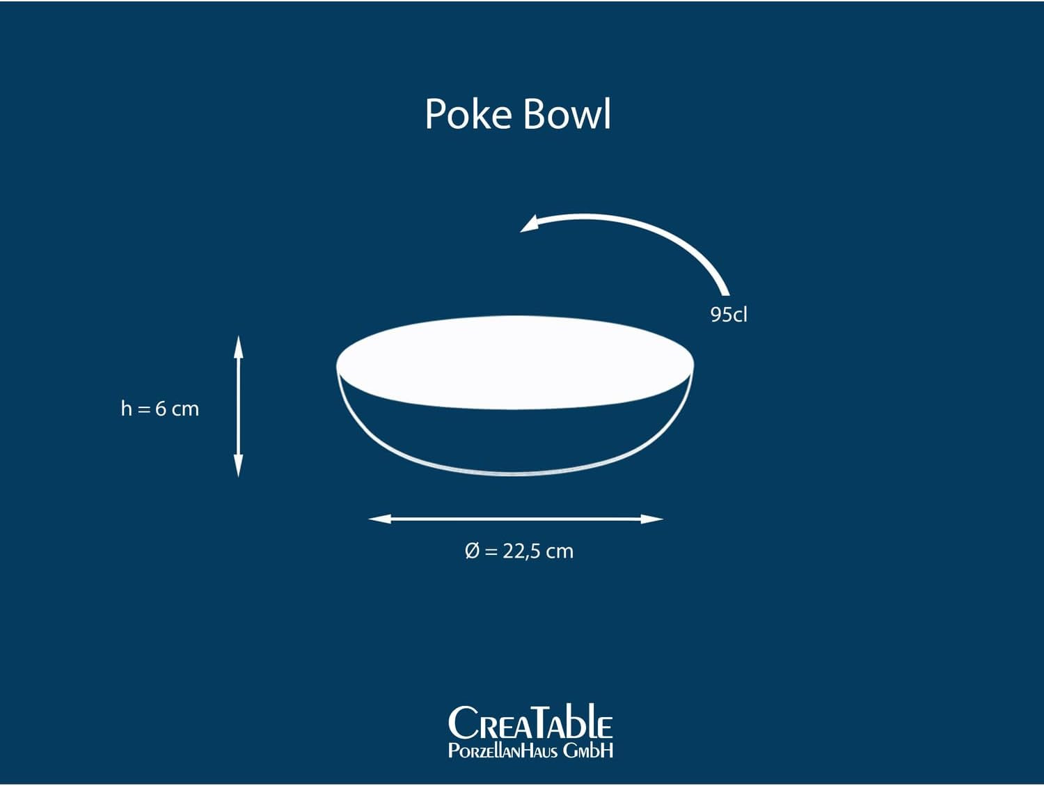 Creatable, 21683, Serie Nature Collection Water, 4-teiliges Geschirrset für 4 Personen, Poke Bowl aus Steinzeug, spülmaschinen- och mikrowellengeeignet, Qualitätsproduktion