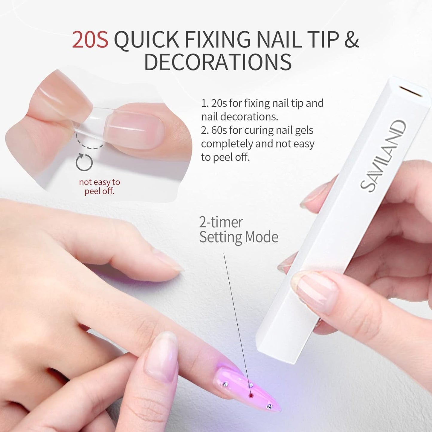 Saviland U V Lampe Für Gelnägel: Mini U V Lampe Für NägelSchützen Sie Die Haut Wiederaufladbar Klein LED Nagellack Trocknergerät Für Nagellack Aufbaugel Nageltips Nagelkleber Geschenke Für Frauen