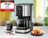 Rommelsbacher FKM 1000 filter espressomaskin - 1,5 liters vattentank för 12 koppar kaffe, glaskaraff, fördröjd start, varmhållningsfunktion, aromfunktion, avtagbar filterhållare 1x4