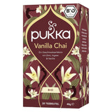 Pukka | Blandning av ekologiska smaksatta teer "Vanilla Chai" | Kanel, ingefära och vanilj | Te för en njutning med naturlig sötma | Förpackning om 1 | 20 tepåsar