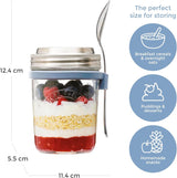 Kilner frukostburk med sked / 350 ml, Ø 9,5 cm / 5 st | takeaway müslikopp / giftfri / glasbehållare med lock för müsli, gröt och yoghurt / havrebehållare över natten Naty Shop Matförvaringslådor
