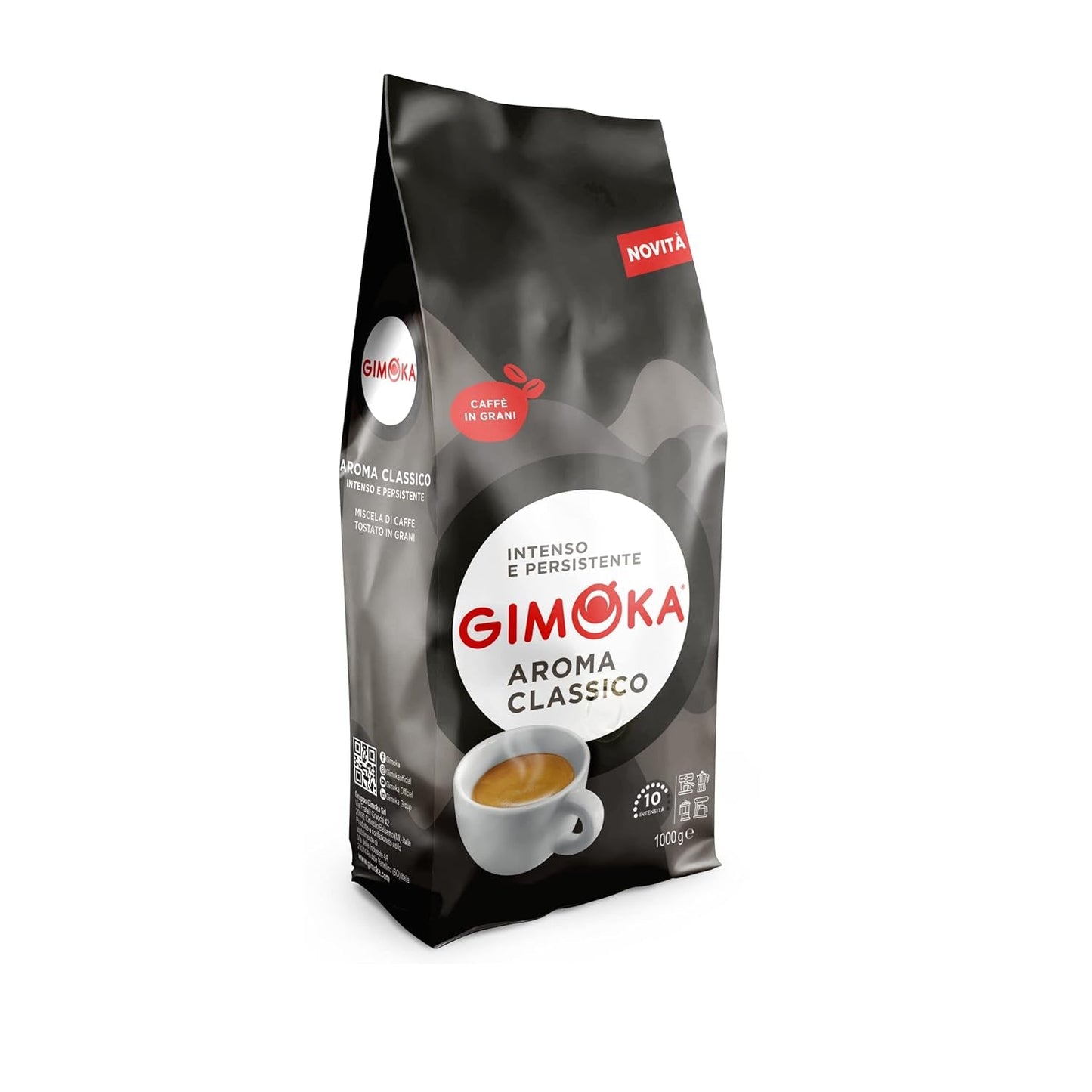 Gimoka – Kaffeebohnen – 1 kg – Klassisk blandning – Intensität 10 – tillverkad i Italien – 1 kg Packung