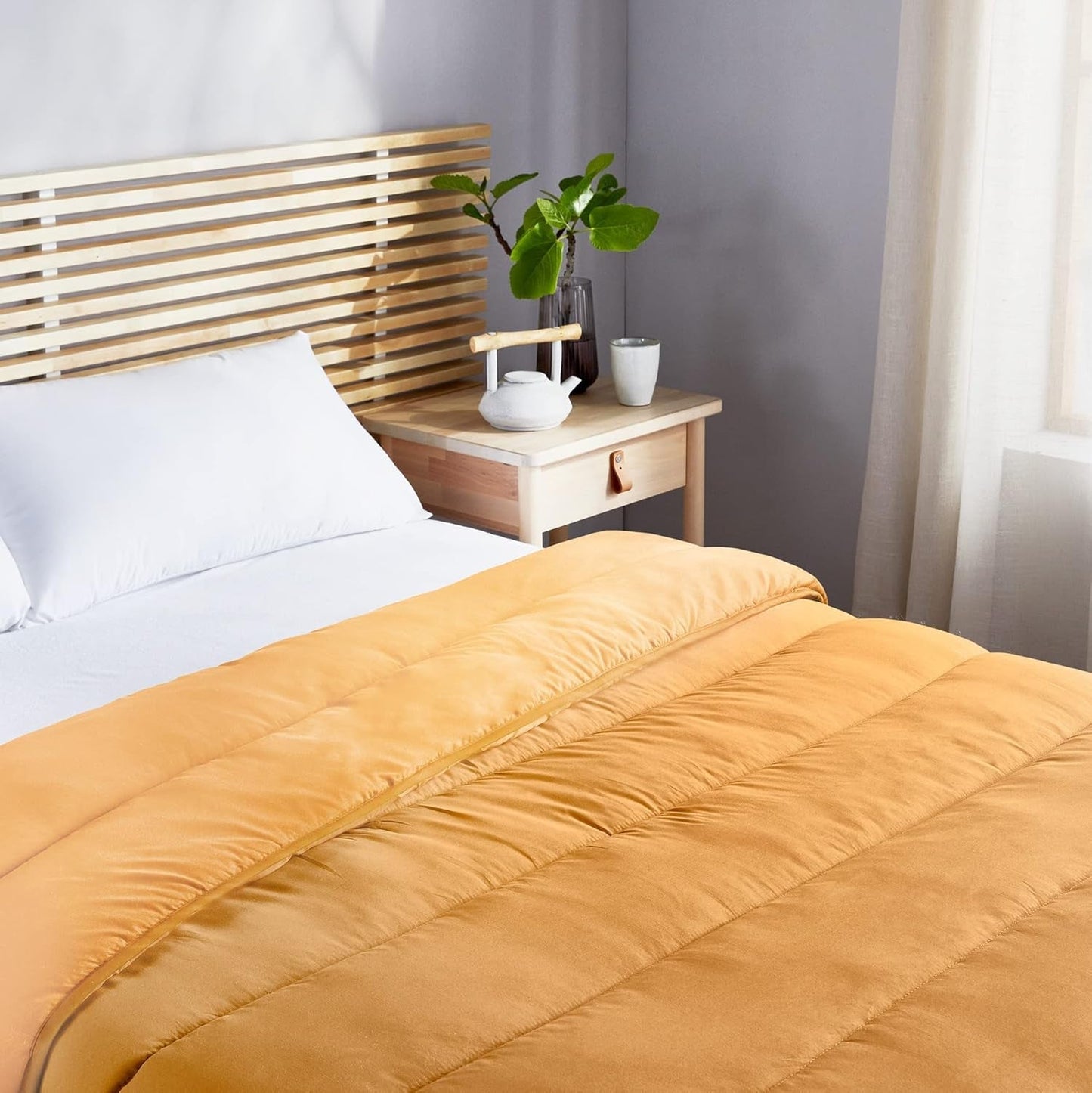 Pikolin Home - Vändbart täcke 300 G - tvåfärgad nordisk fyllning - för säng 150 - bekväm, varm, andas, blå, 240 X 220 cm Täcken och täcken Naty Shop
