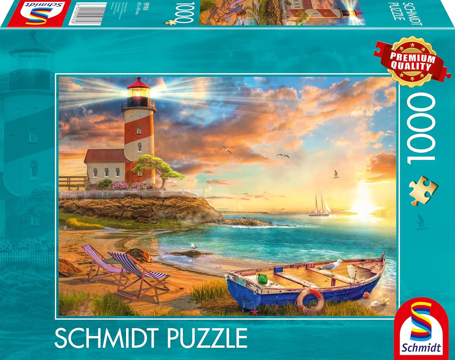Schmidt Spiele 59765 Sunset in the Lighthouse Bay, 1000 bitars pussel, färgstarkt Pussel Naty Shop Standardtitel