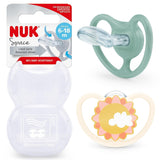 NUK Space Babynapp 6-18 månader, extra stora öppningar för känslig hud, BPA-fritt silikon, zebramönster, 2-pack