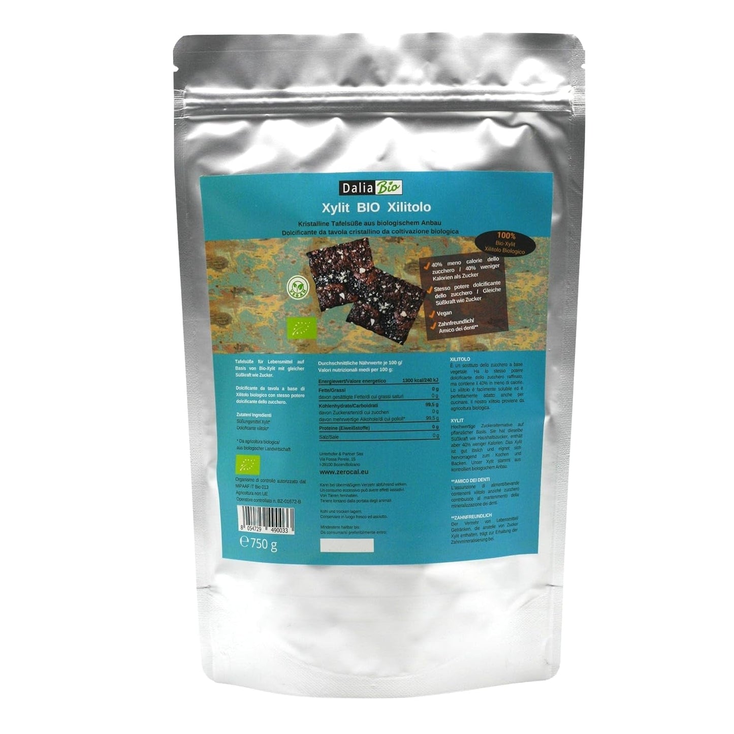 Bio Xylitol Bio | Aus Biologischer Landwirtschaft | 40 % lägre kalorier Zahnfreundlich | Ideal Zum Kochen Und Backen, 750 G Sweeteners Naty Shop Standardtitel