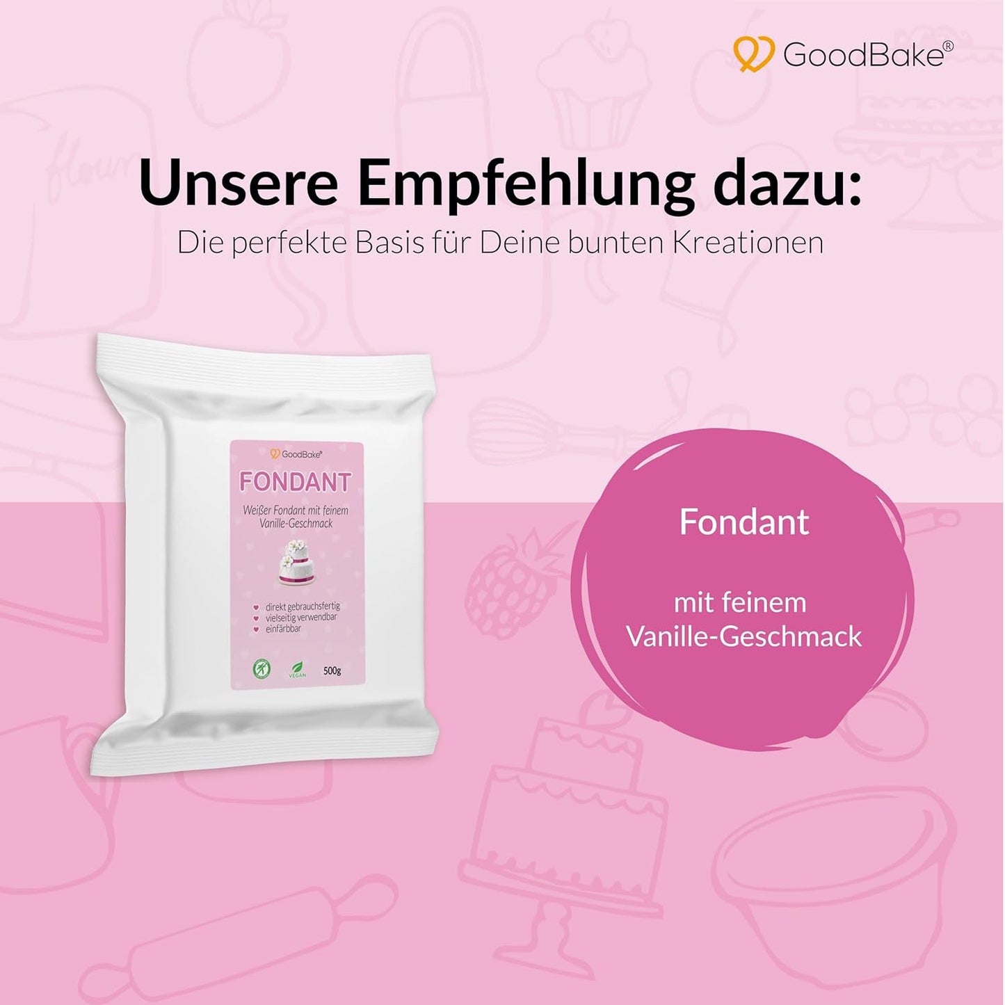 Goodbake Pink Food Coloring (11ml) - Intensiv matfärgning - Mycket koncentrerad färg - För färgning av kakor, fondant, smörkräm, drycker, slime och många andra föremål. 100% vegan