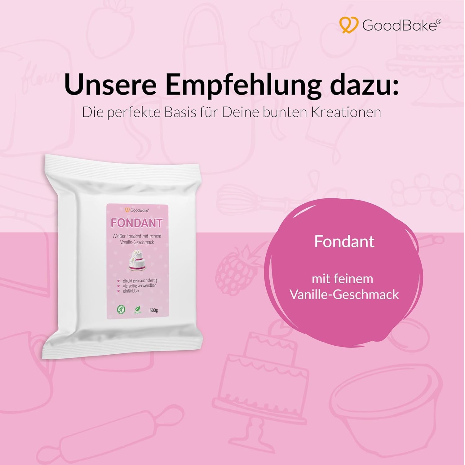 Goodbake Pink Food Coloring (11ml) - Intensiv matfärgning - Mycket koncentrerad färg - För färgning av kakor, fondant, smörkräm, drycker, slime och många andra föremål. 100% vegan