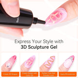 Makartt 3D Nail Art Gel - Rhinestone Glue Gel 15G för Nagelnyckelringar, Multifunktionell Nail Sculpture Gel för DIY Nail Design, Nail Sculpture Nagelmodellering hemma (Transparent)