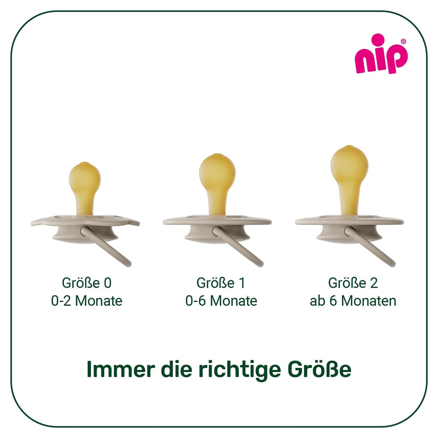 nip - Cherry Green | 0-6 månader | Paket om 4 | Babynapp, lämplig för amning och tänder. Hållbar napp, tillverkad av naturliga råvaror, ljusgrön/brun