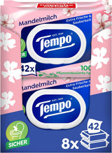 Tempo ''Gentle & Sensitive'' våttoalettservetter - Megapack - 16 paket med 42 våtservetter vardera - Duo Pack - Natural Aloe Vera - Hygieniskt papper, dermatologiskt testat, hudneutralt